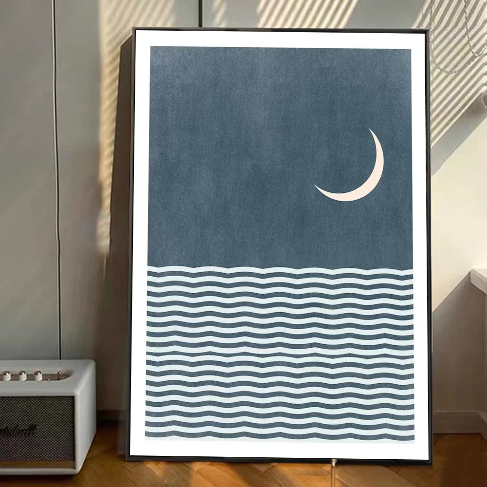 Moontide | ocean wave selvklæbende plakatkunst