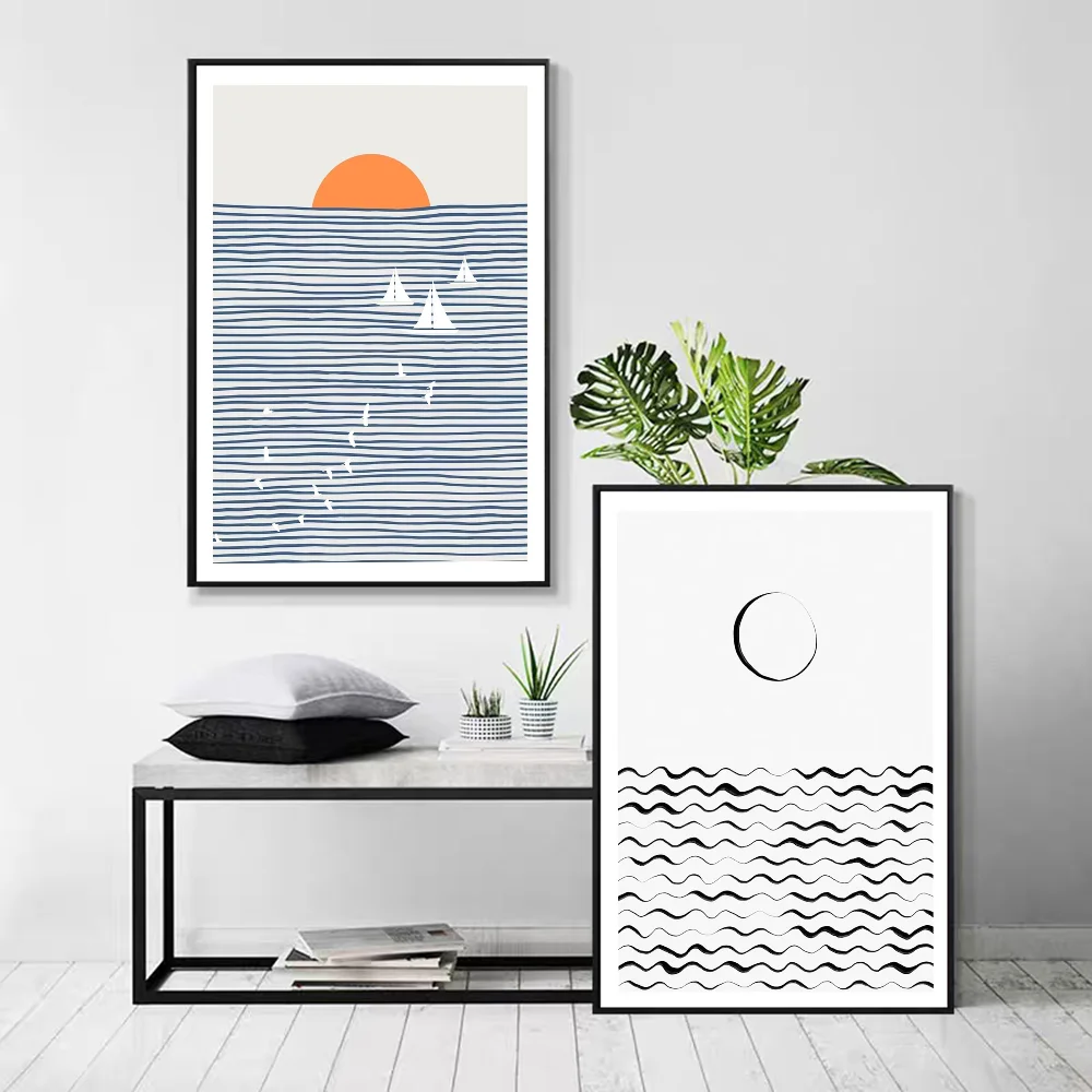 Moontide | ocean wave selvklæbende plakatkunst