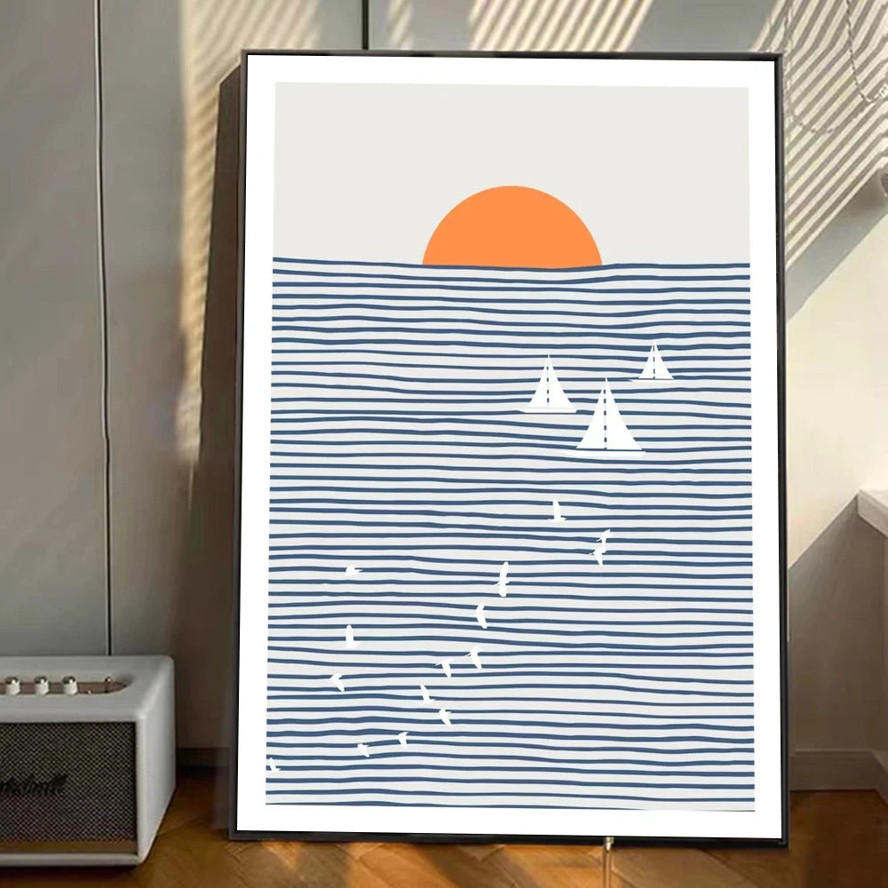 Moontide | ocean wave selvklæbende plakatkunst