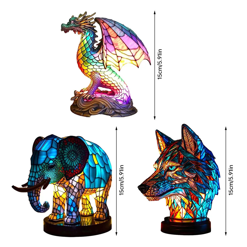 Animallustre | lampe med farvet glas fra dyr