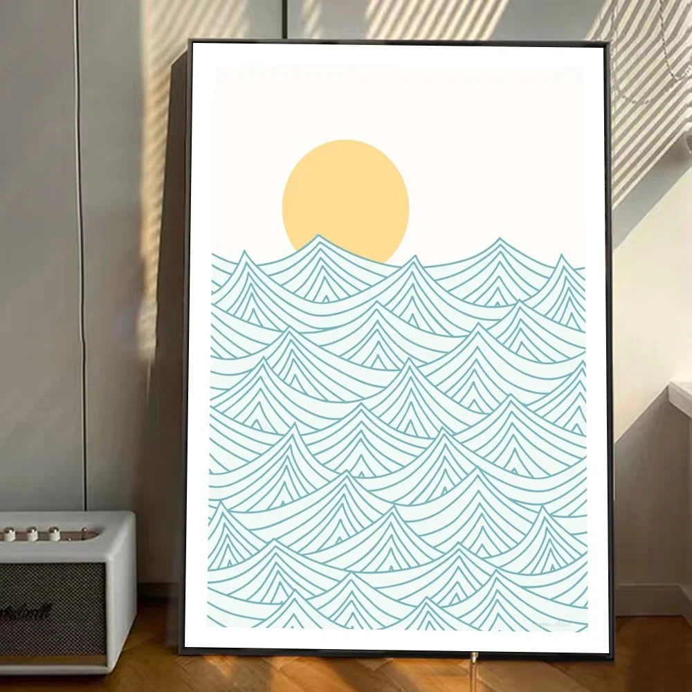Moontide | ocean wave selvklæbende plakatkunst