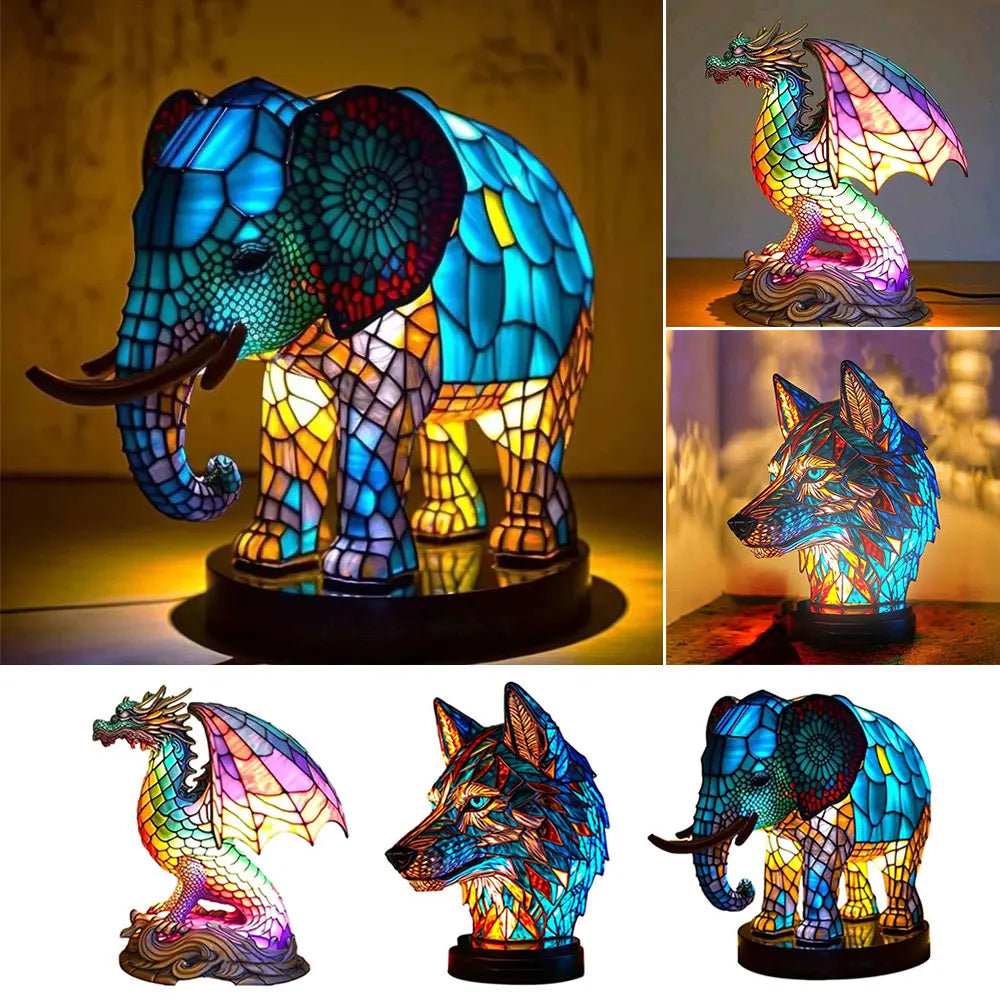 Animallustre | lampe med farvet glas fra dyr