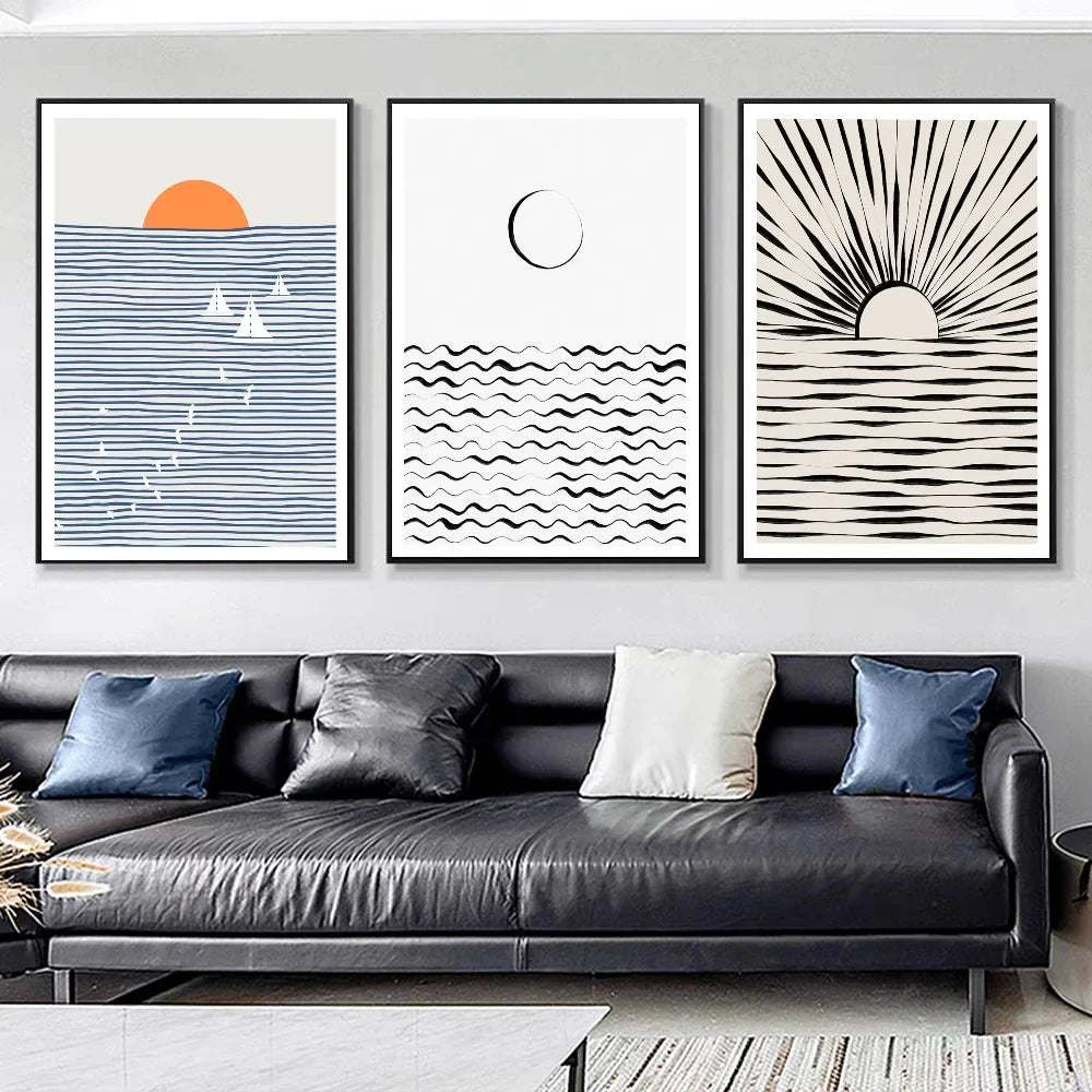 Moontide | ocean wave selvklæbende plakatkunst