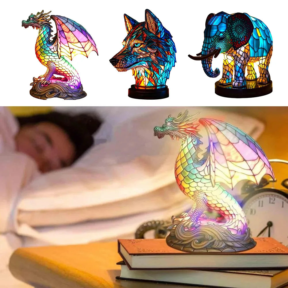 Animallustre | lampe med farvet glas fra dyr