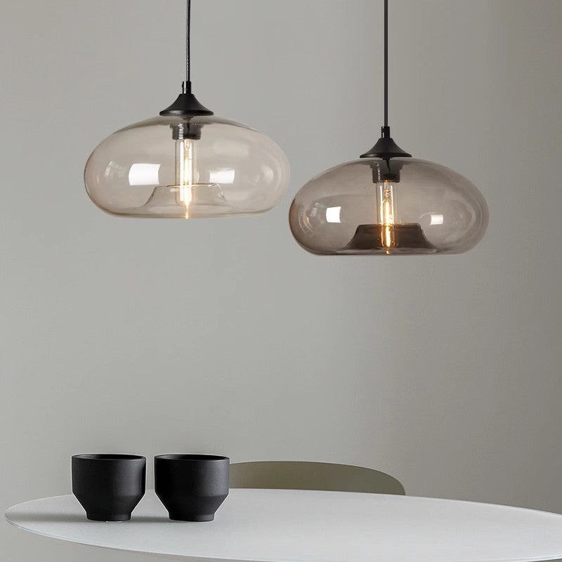 Moderne retro hængelampe i farvet glas