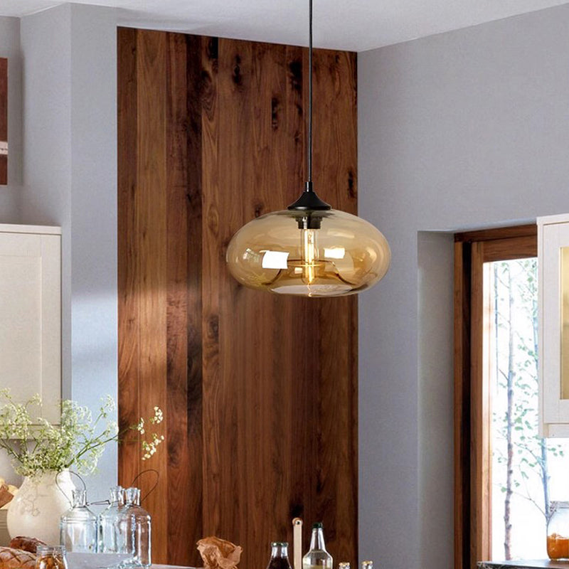 Moderne retro hængelampe i farvet glas