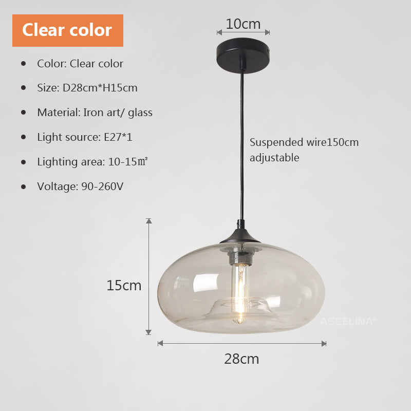 Moderne retro hængelampe i farvet glas