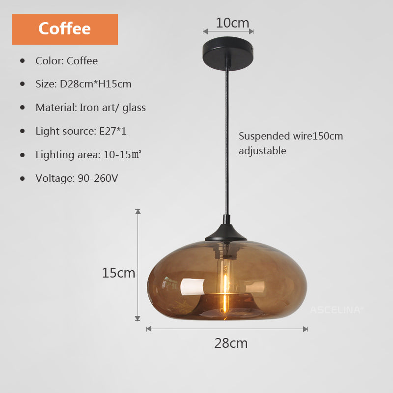 Moderne retro hængelampe i farvet glas