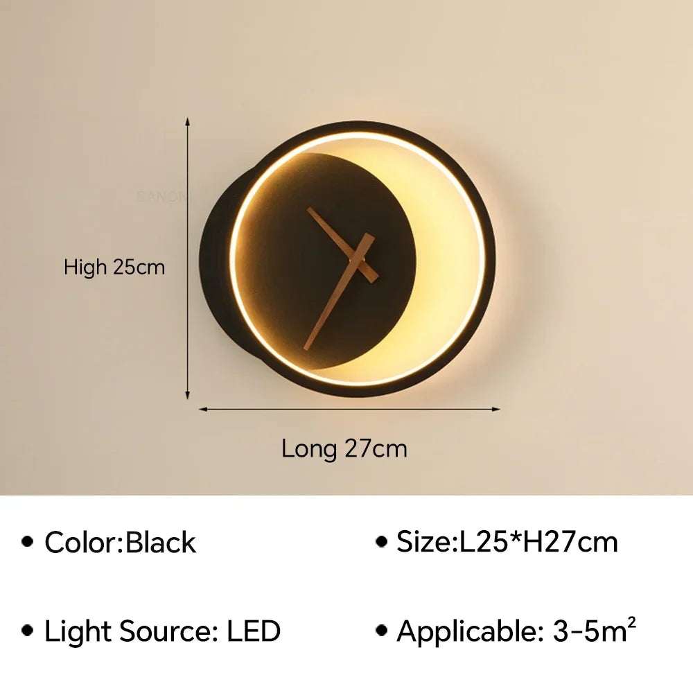 Moderne LED ur væglampe