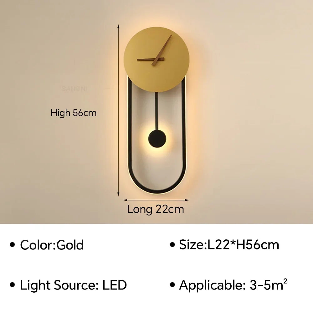 Moderne LED ur væglampe