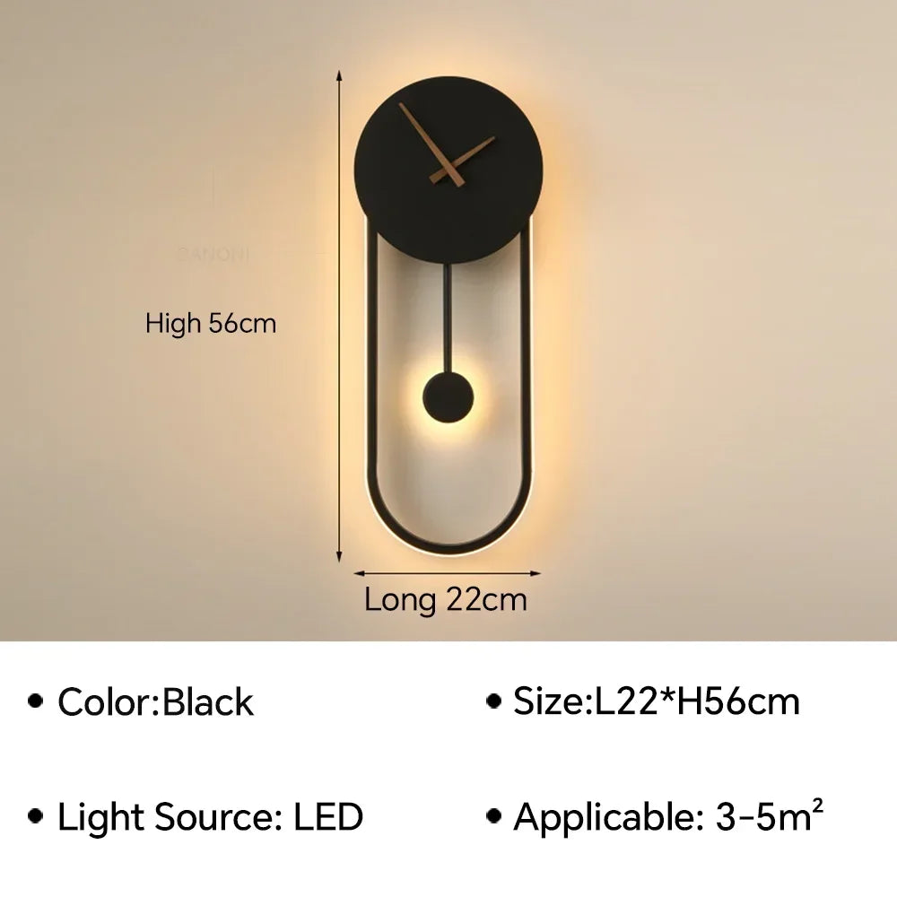 Moderne LED ur væglampe