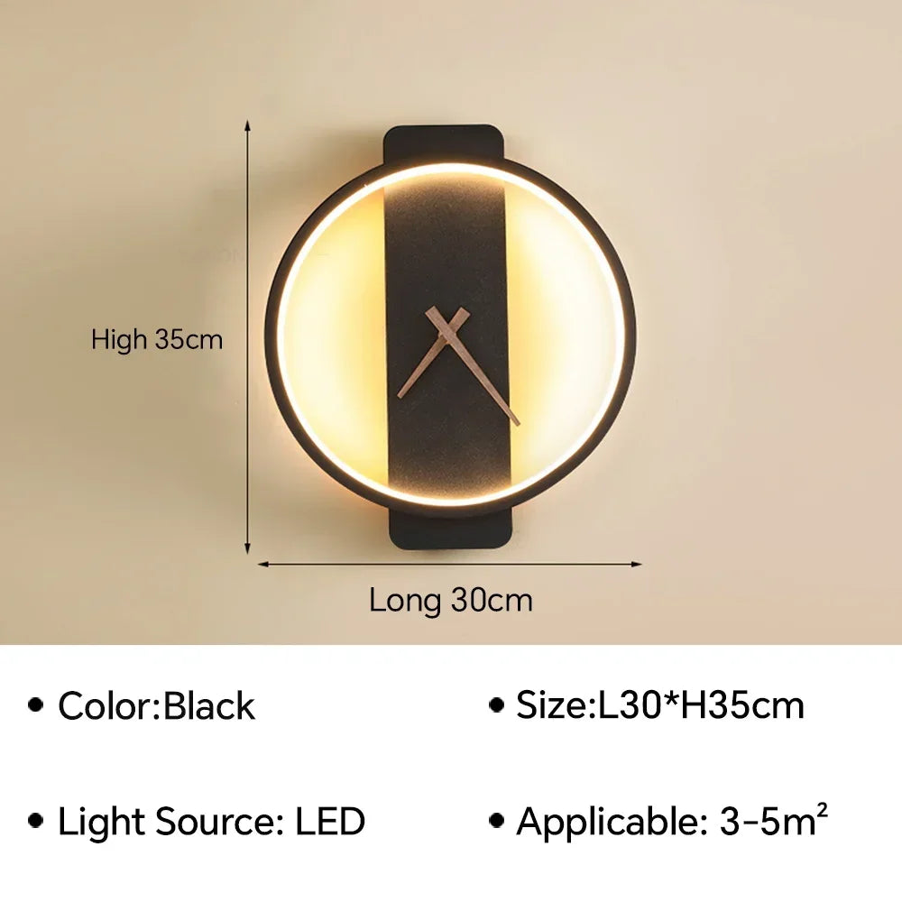 Moderne LED ur væglampe