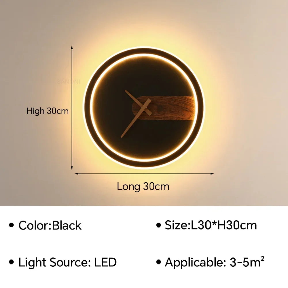 Moderne LED ur væglampe