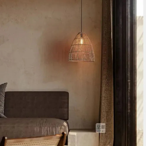 Wabi-sabi stil kreativ pendel i rattan i træ til køkkener