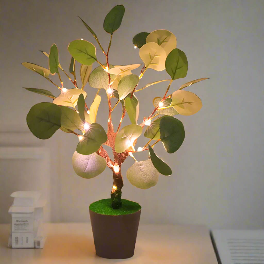 Led-natlys med julegren