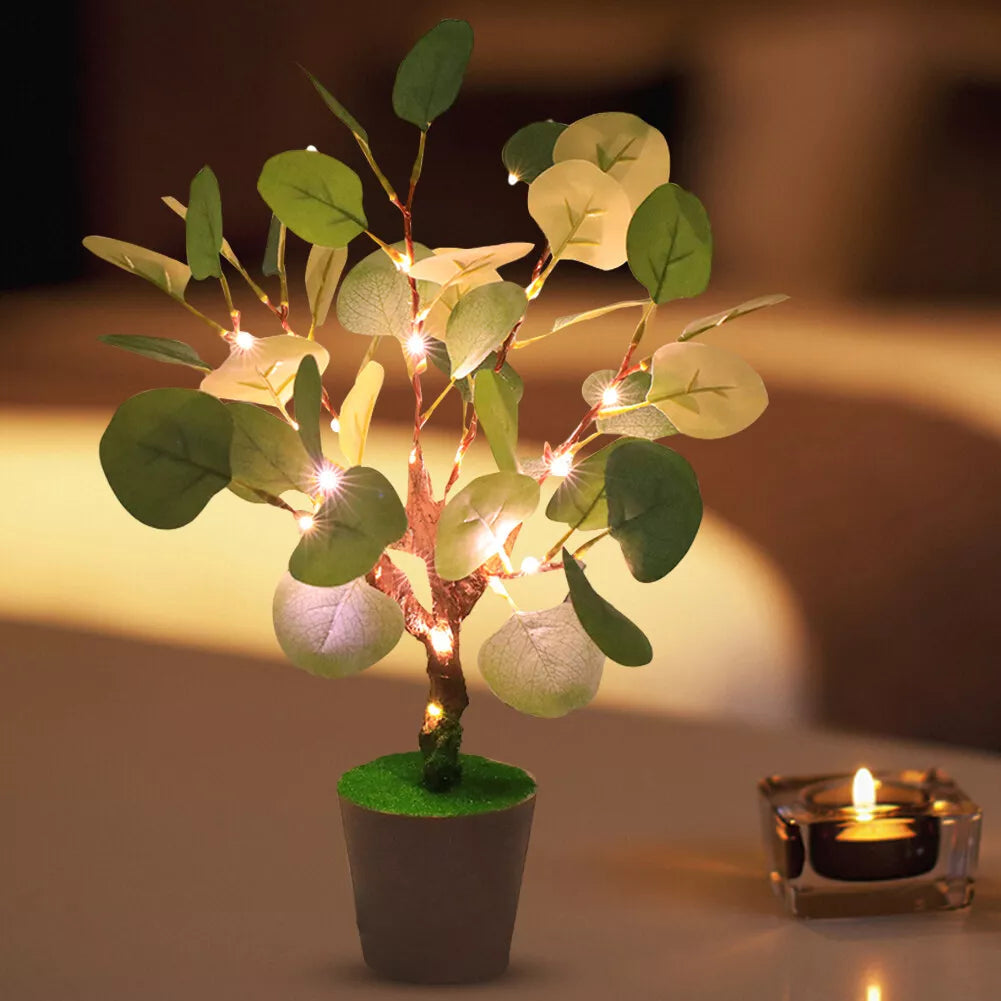 Led-natlys med julegren