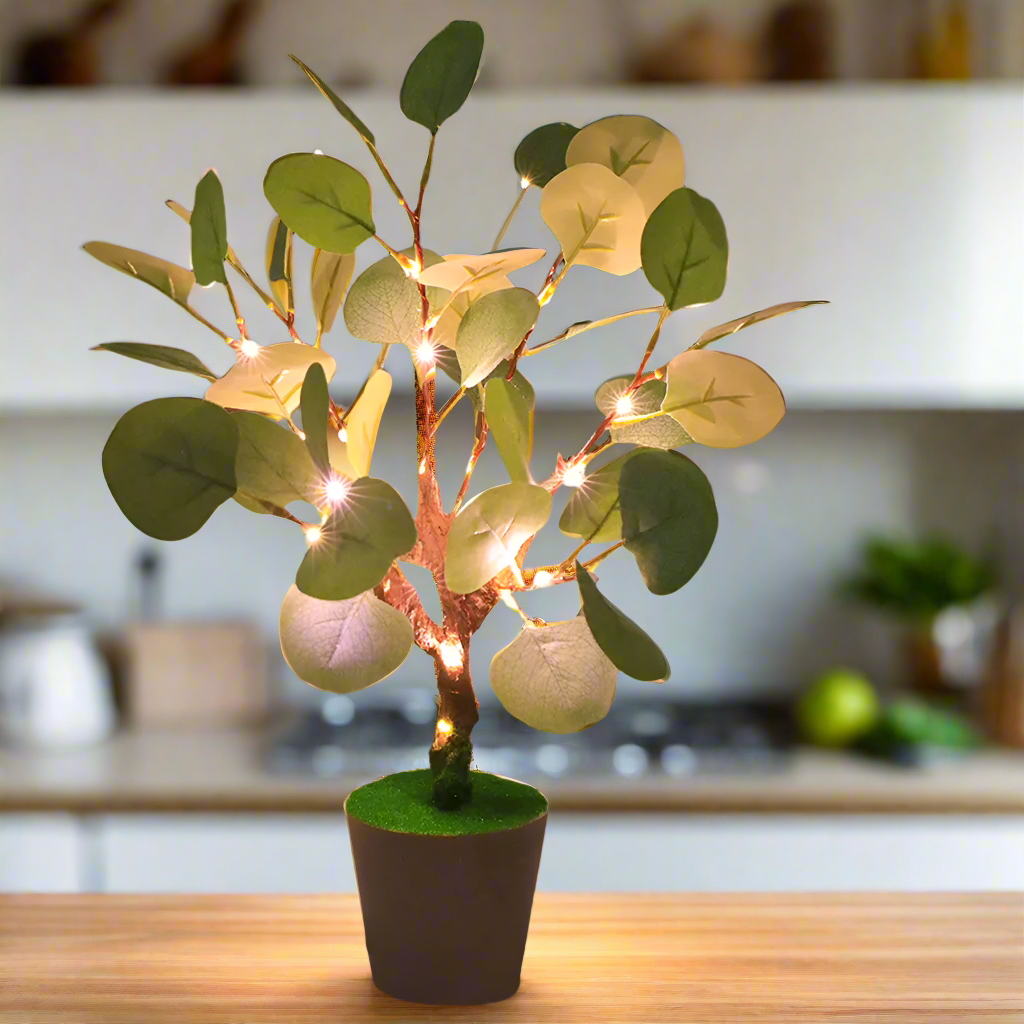 Led-natlys med julegren