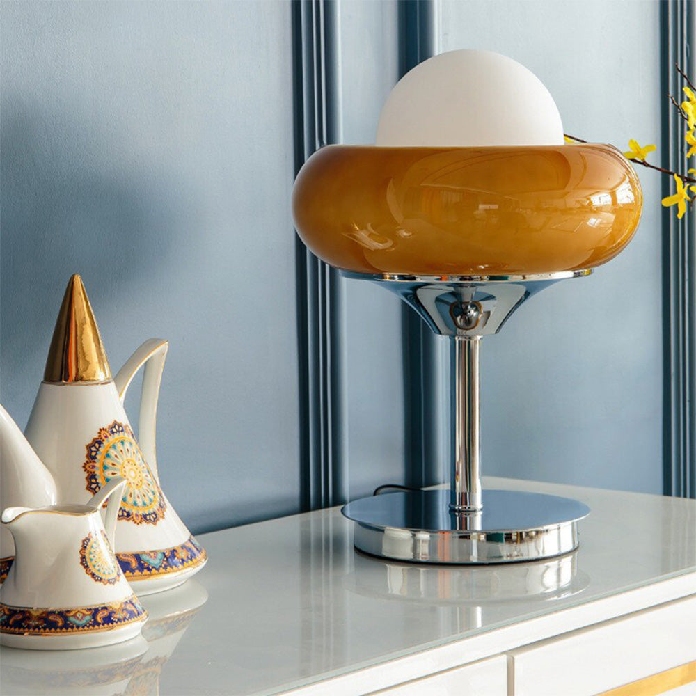 Vintage bauahus glas bordlampe