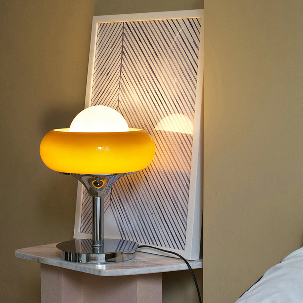 Vintage bauahus glas bordlampe