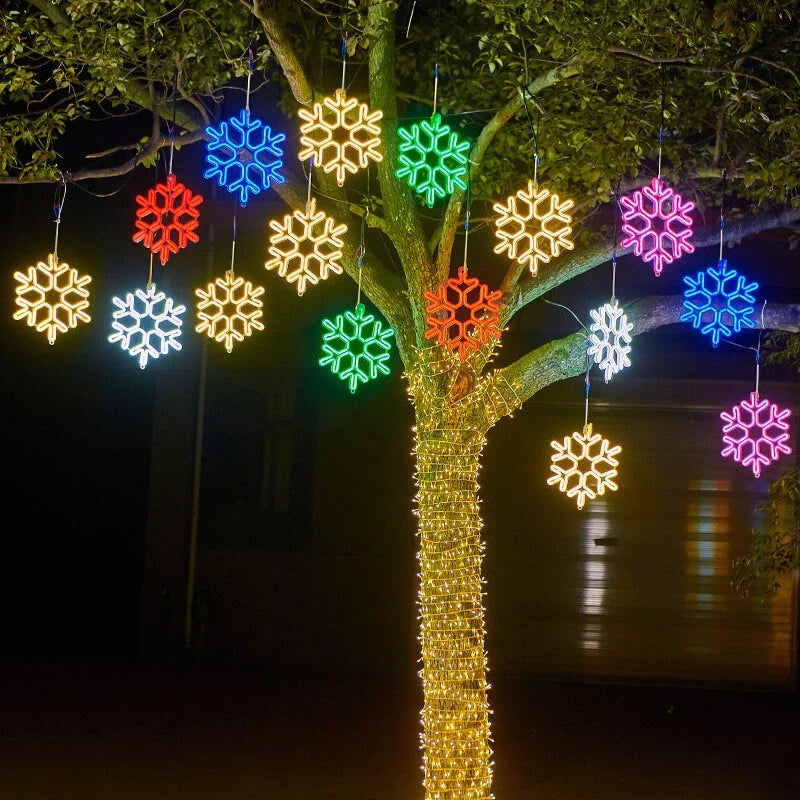 Vandtæt led-lys med snefnug til jul