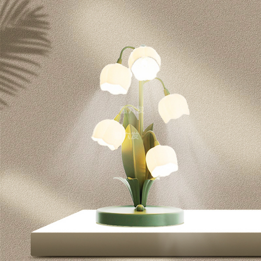 Tulip lampe - bordlampe med blomster i frostet glas - energibesparende usb led dekorationslys