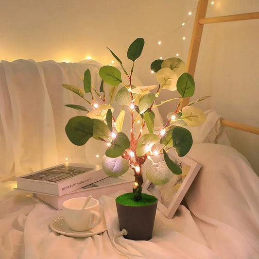 Led-natlys med julegren