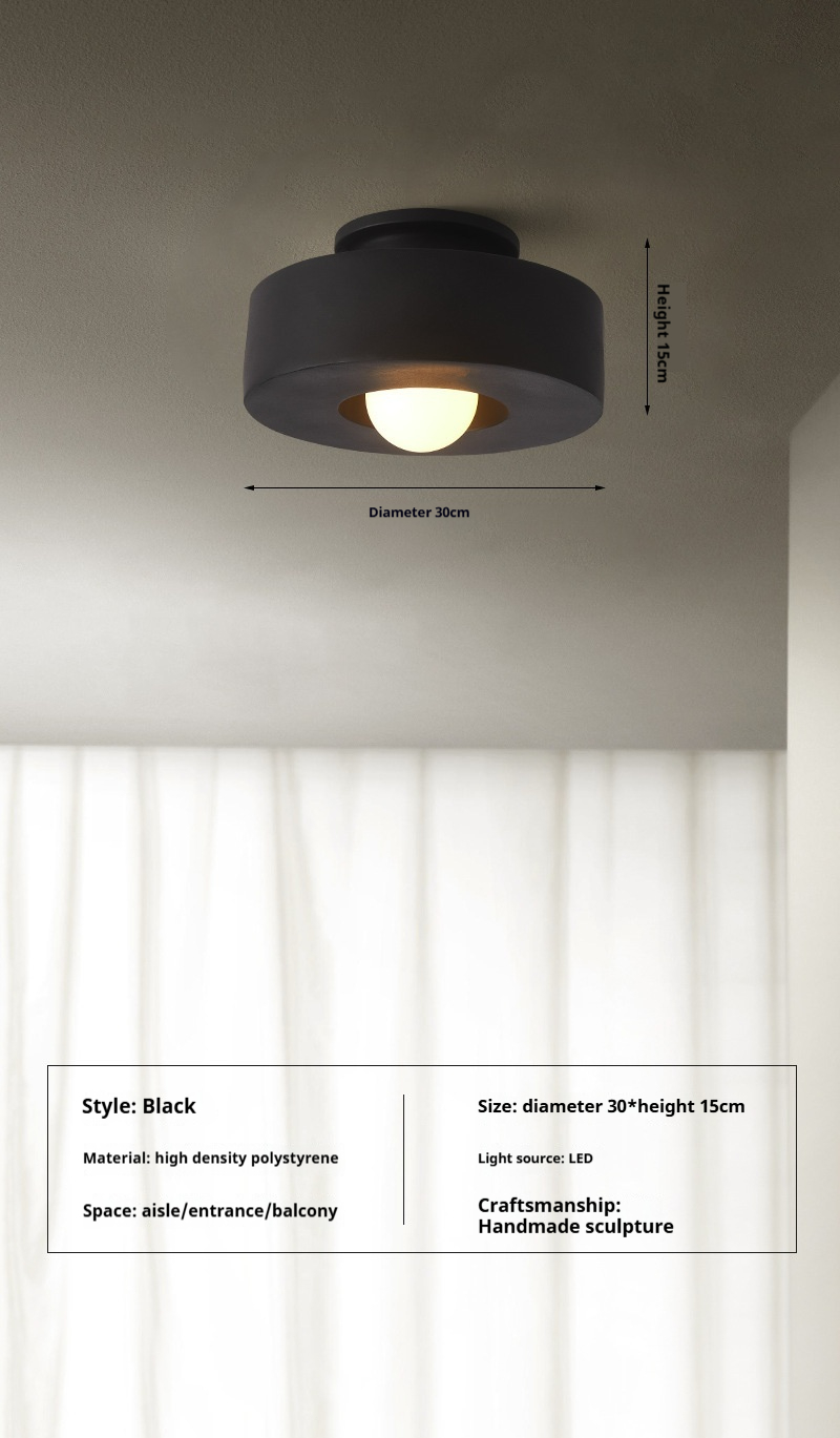 Vintaflash loftslampe - metallisk retro sort/hvid led-loftslampe