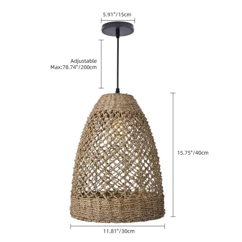Bondegård kyst boho hængende lampe med håndvævet rattan vævet pendel