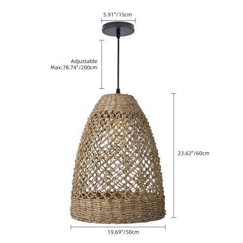 Bondegård kyst boho hængende lampe med håndvævet rattan vævet pendel