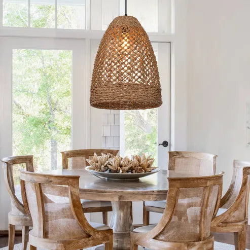 Bondegård kyst boho hængende lampe med håndvævet rattan vævet pendel