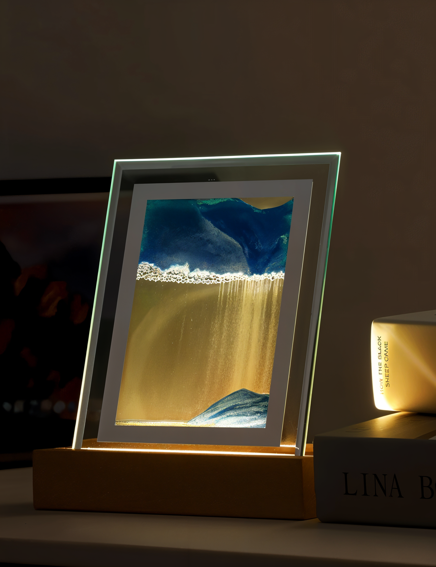 3DFlow natlampe - kreativ ramme med drivende sandkunstdekoration