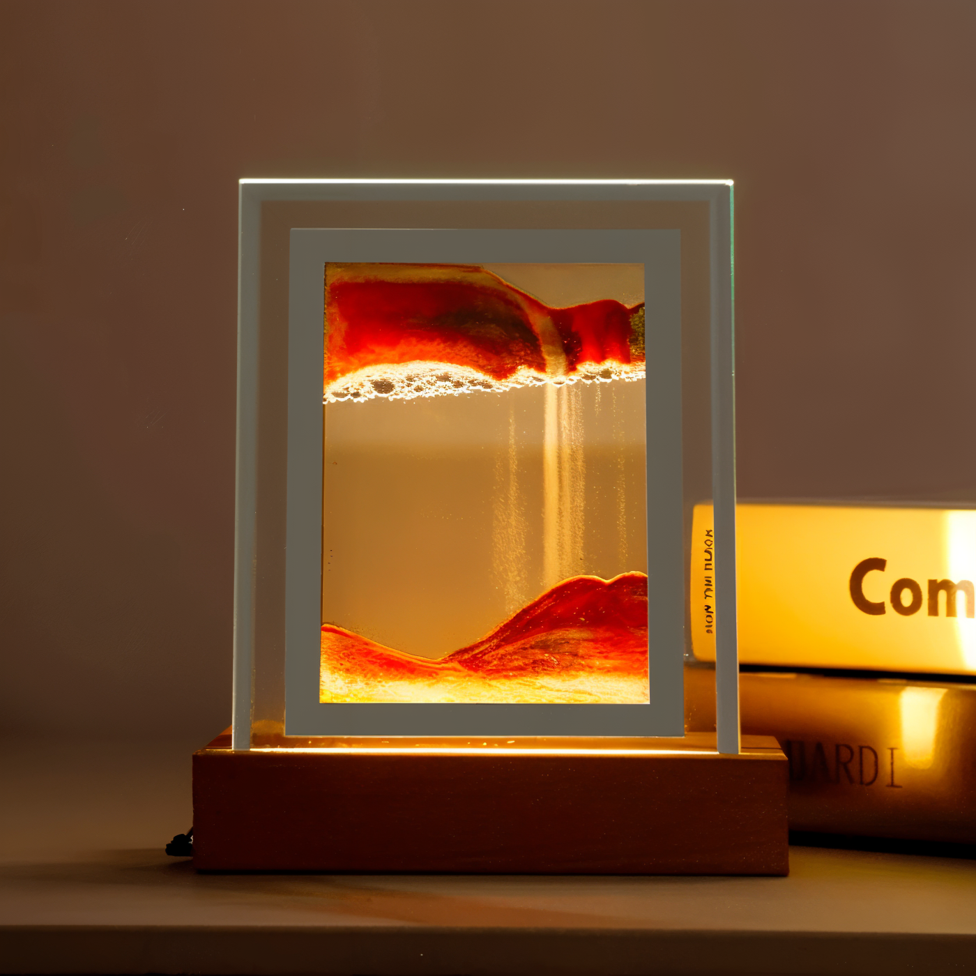 3DFlow natlampe - kreativ ramme med drivende sandkunstdekoration