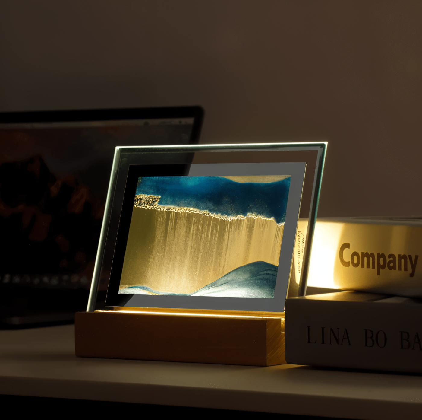 3DFlow natlampe - kreativ ramme med drivende sandkunstdekoration