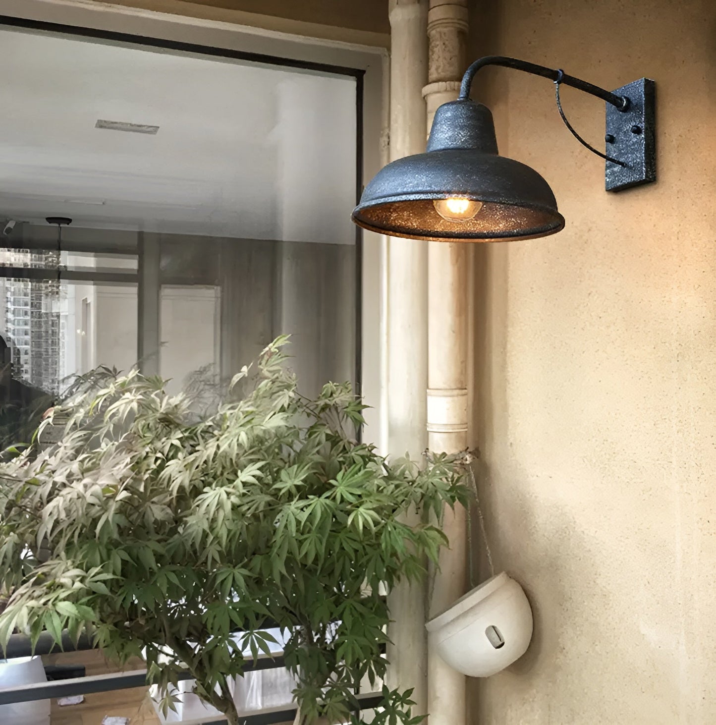 Aisle jernvægslampe - antik vintage staldlampe - sort industriel væglampe