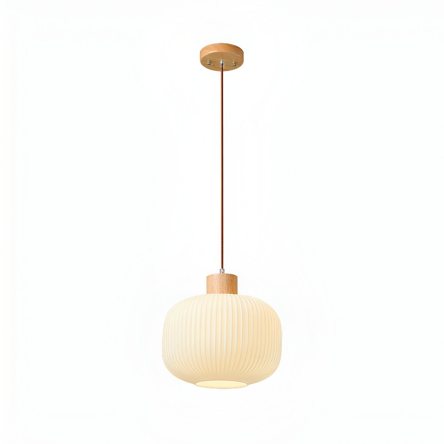 Akariluxe pendellampe - elegant japansk mælkehvid ribbet glaspendel