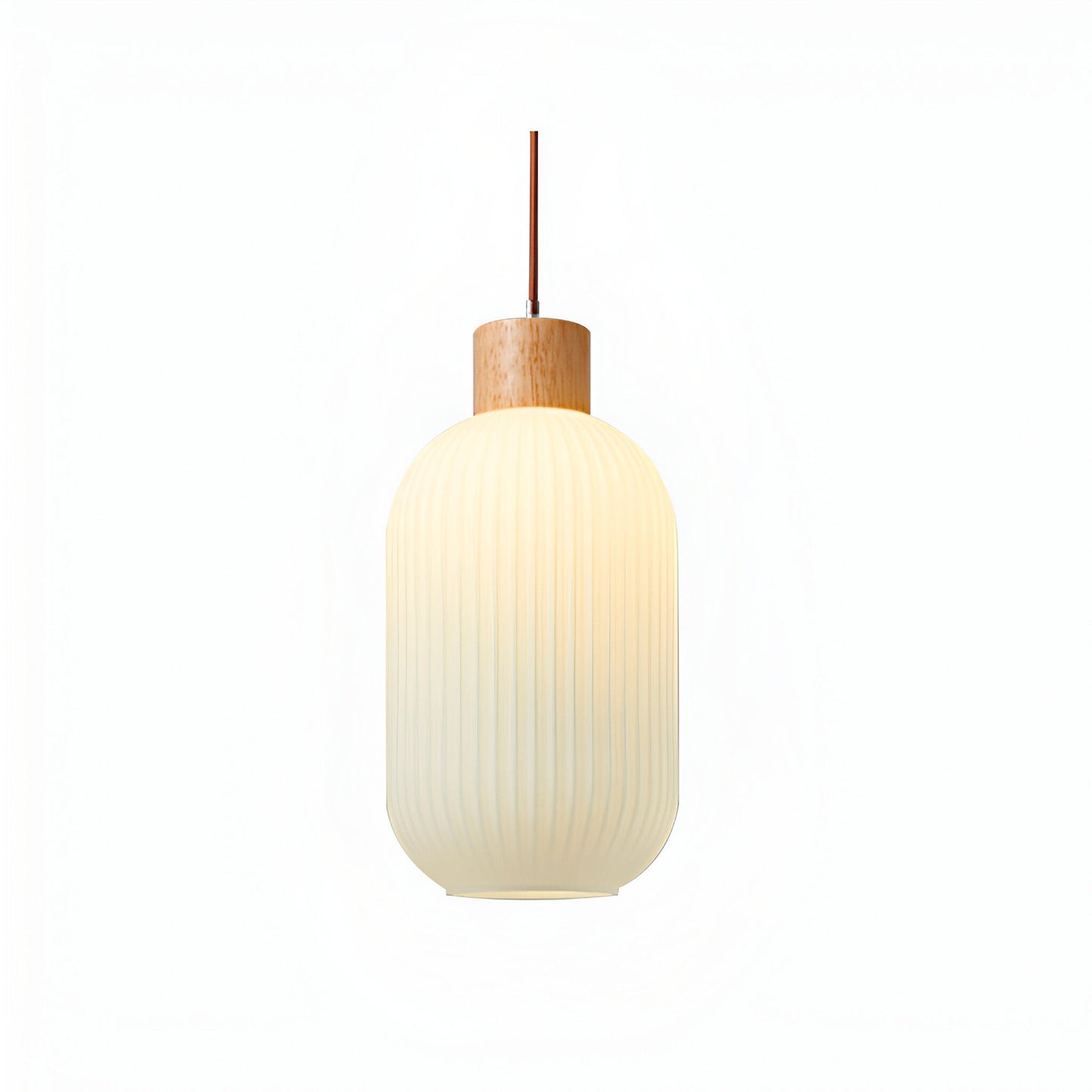 Akariluxe pendellampe - elegant japansk mælkehvid ribbet glaspendel