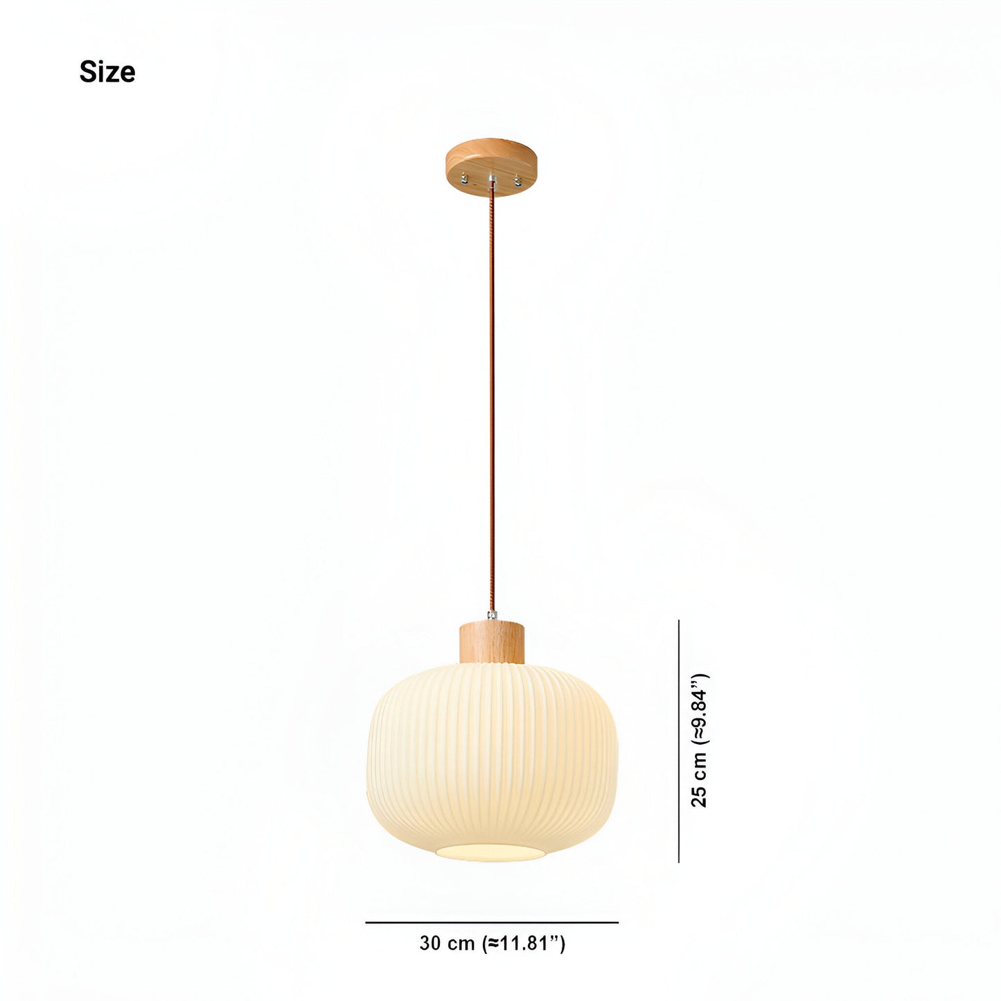 Akariluxe pendellampe - elegant japansk mælkehvid ribbet glaspendel