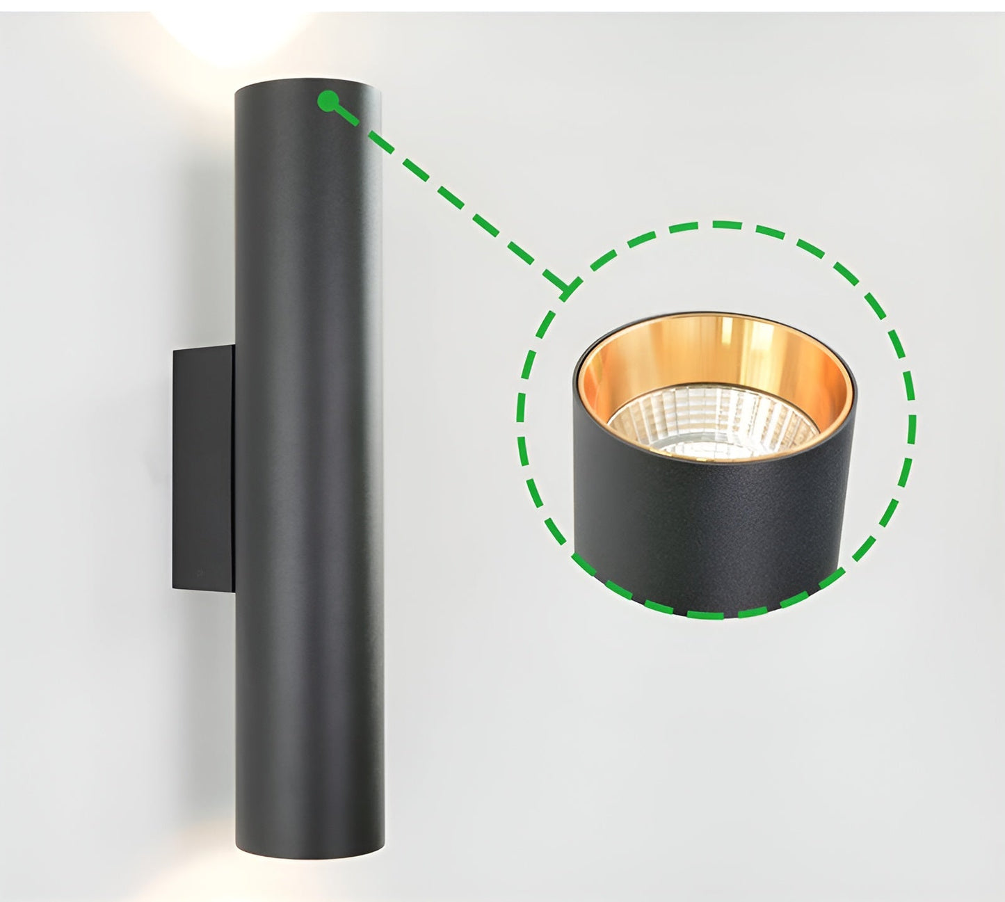 Væglampe med dobbelt hoved - guld væglampe - cylinder væglampe