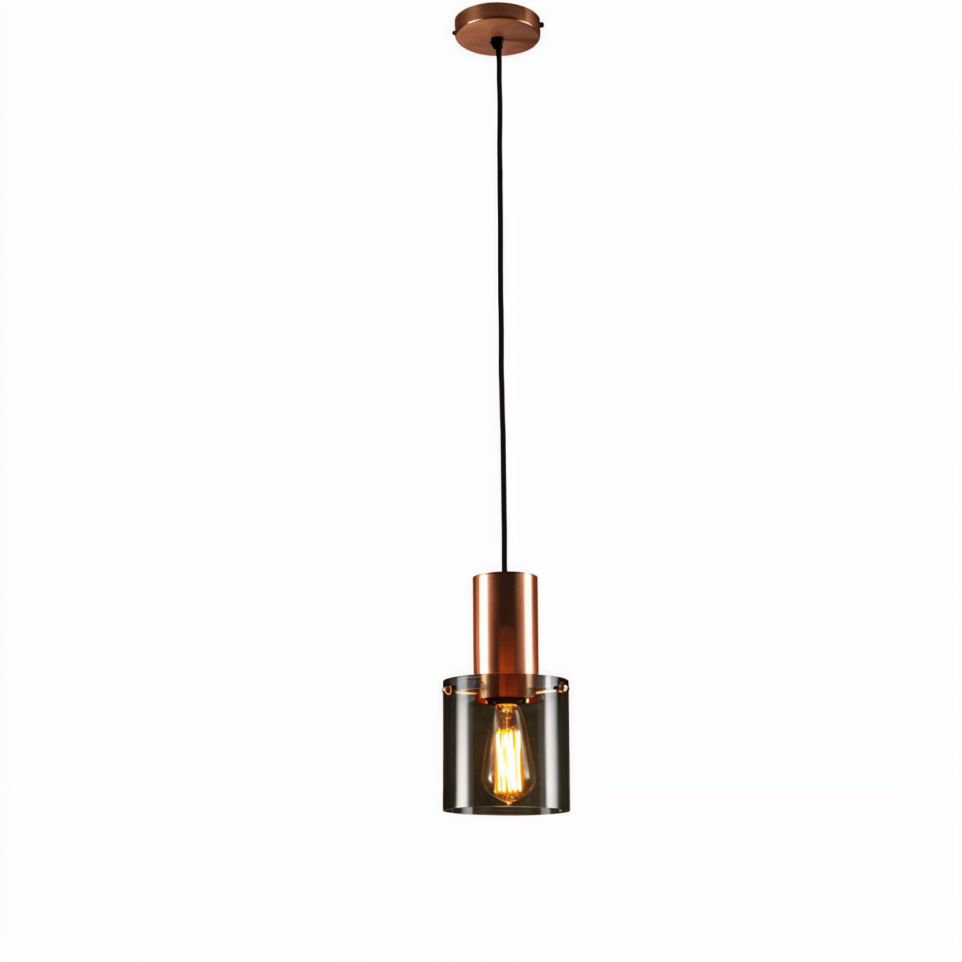 Bottlelite hængelampe - moderne cylindrisk led-pendel lavet af robust glas