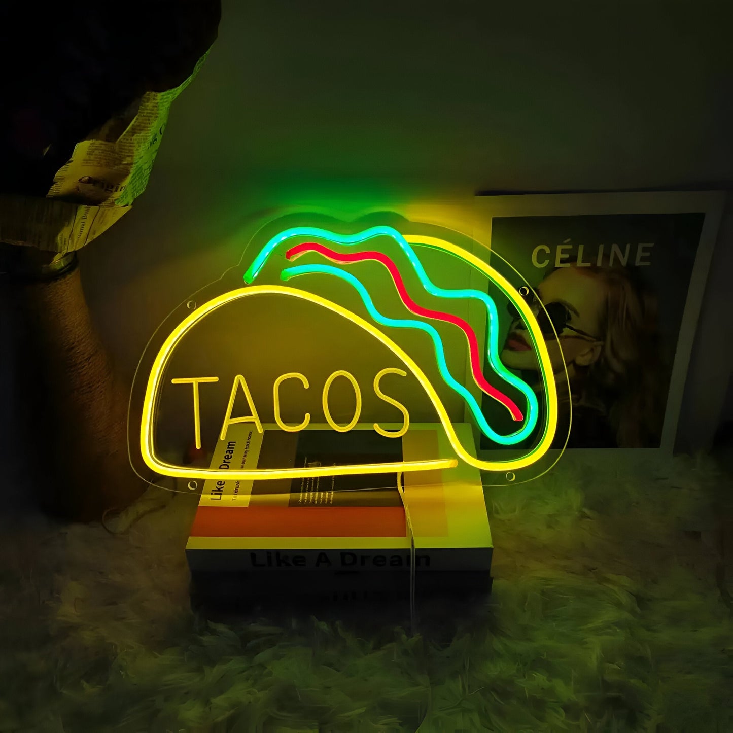 Fastfood neonskilt - farverigt fastfoodskilt - usb-natlys