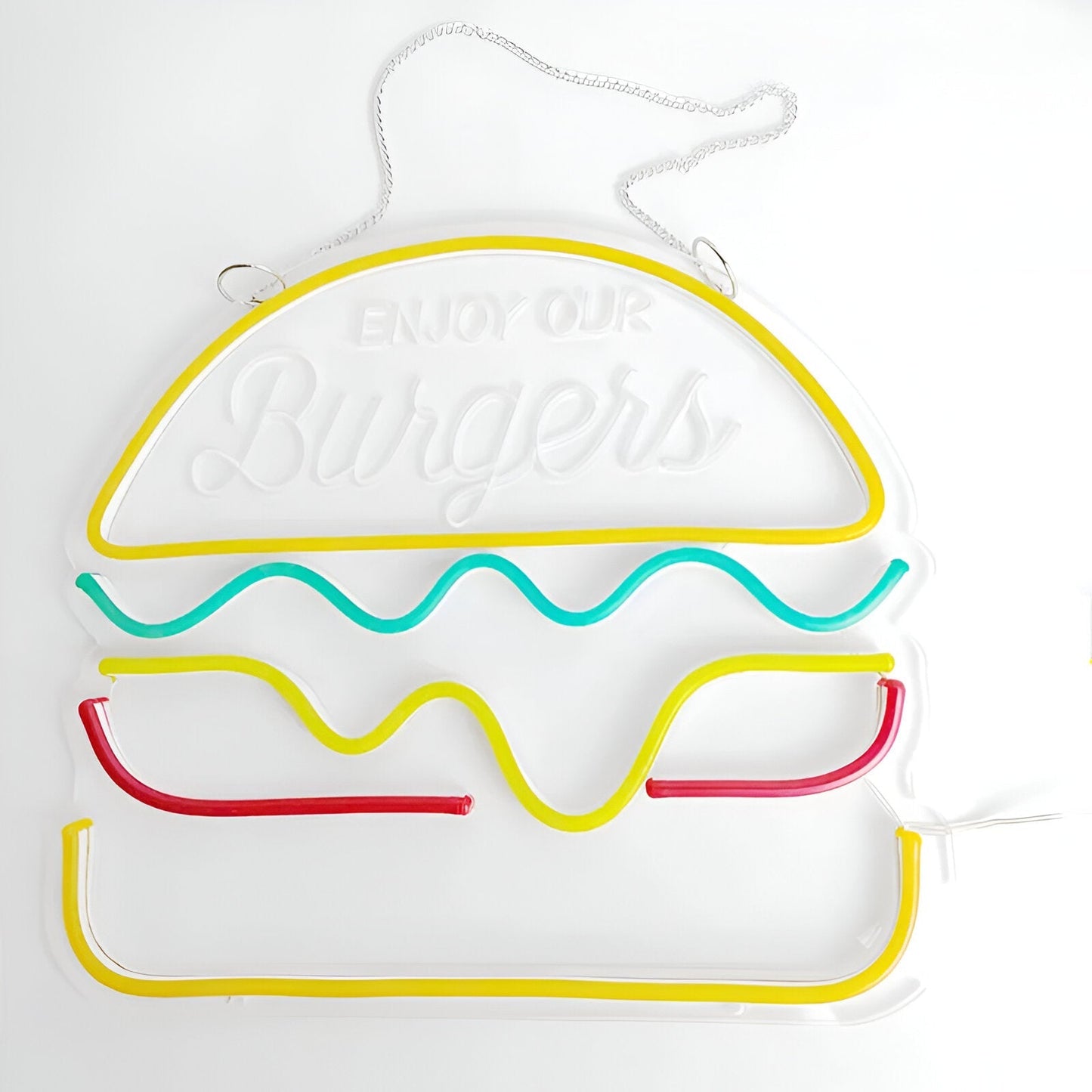 Fastfood neonskilt - farverigt fastfoodskilt - usb-natlys