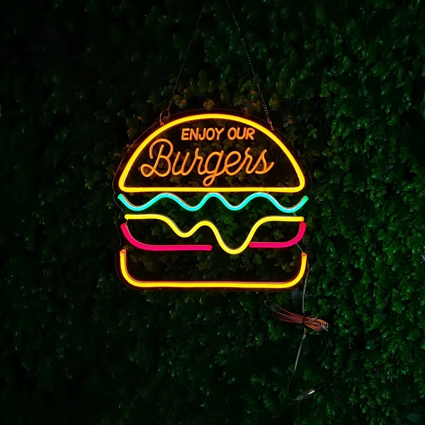 Fastfood neonskilt - farverigt fastfoodskilt - usb-natlys