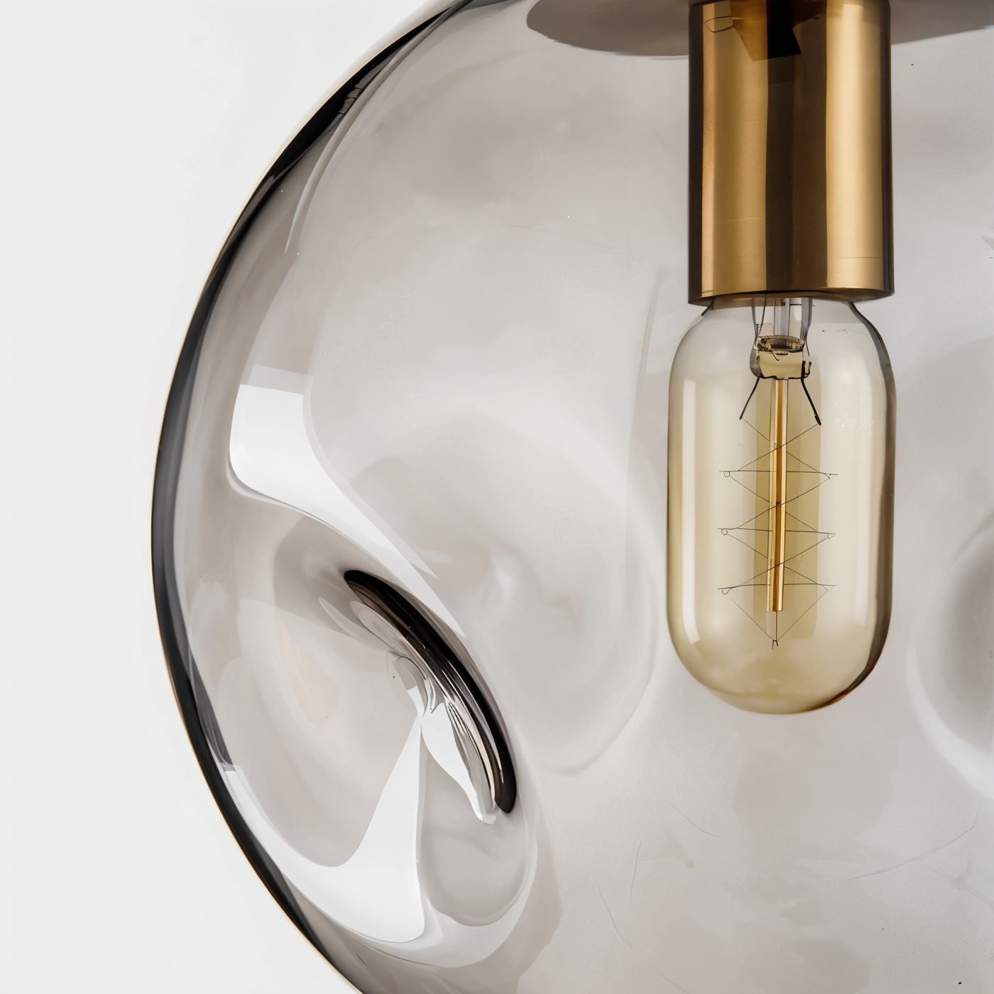 Chrodent pendel - rund champagne grå glas led pendel - vintage wabi sabi belysning