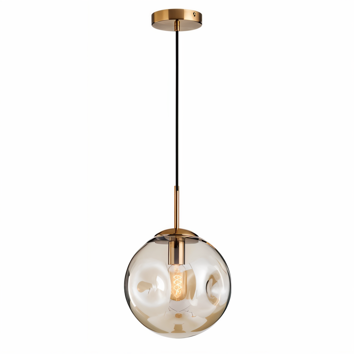 Chrodent pendel - rund champagne grå glas led pendel - vintage wabi sabi belysning