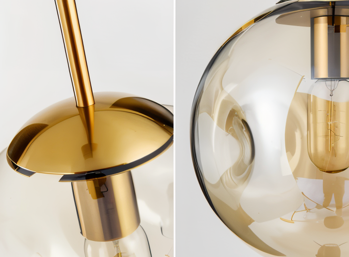 Chrodent pendel - rund champagne grå glas led pendel - vintage wabi sabi belysning