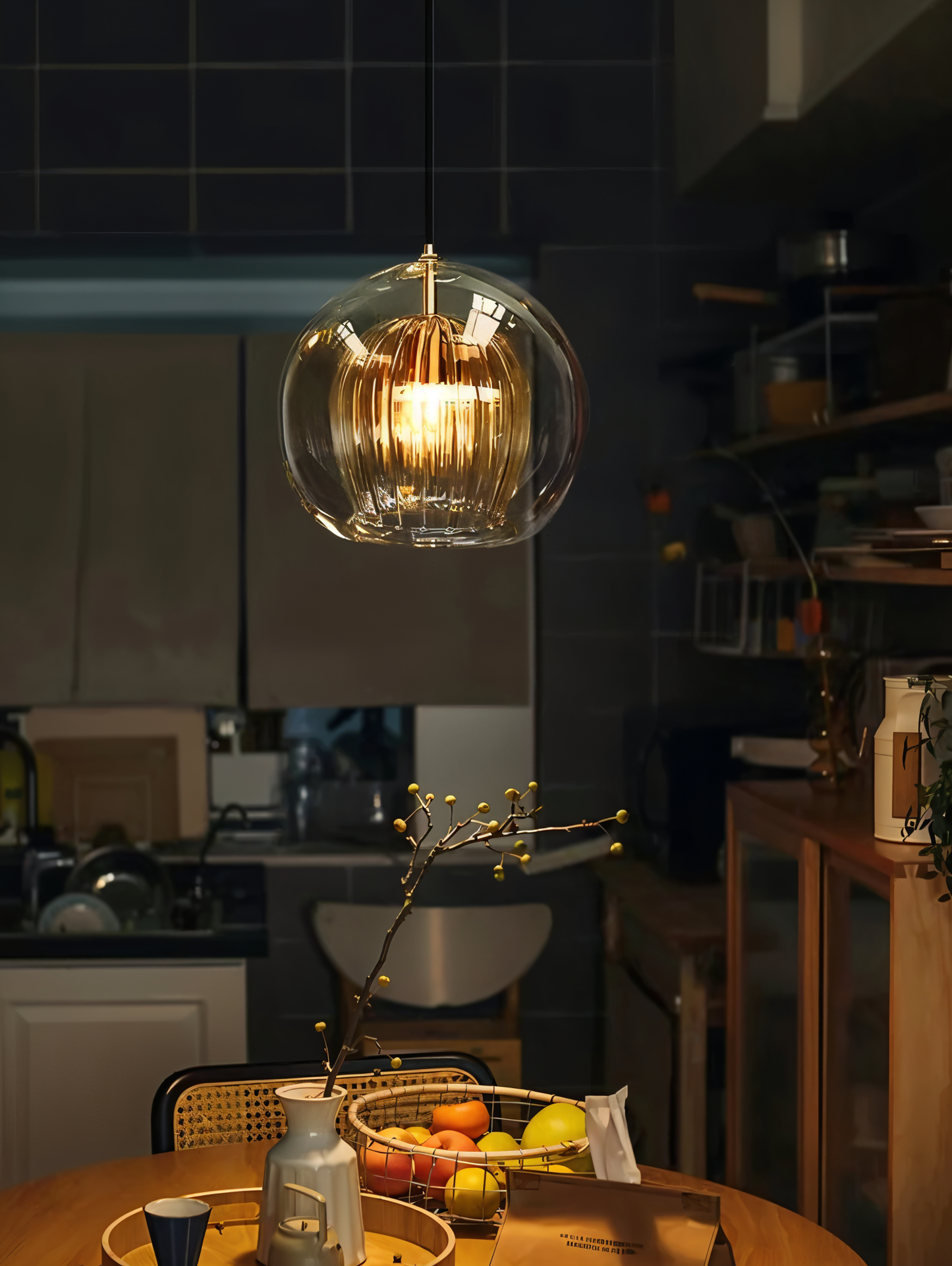 Clearluxe glaspendel - vintage pendellamper i stuen - kugleformet lampe