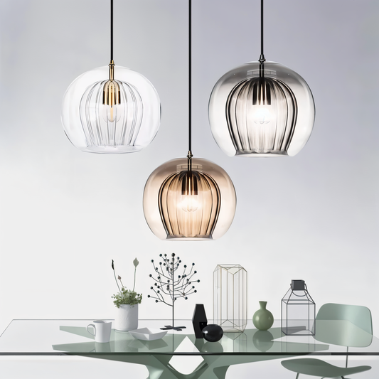 Clearluxe glaspendel - vintage pendellamper i stuen - kugleformet lampe