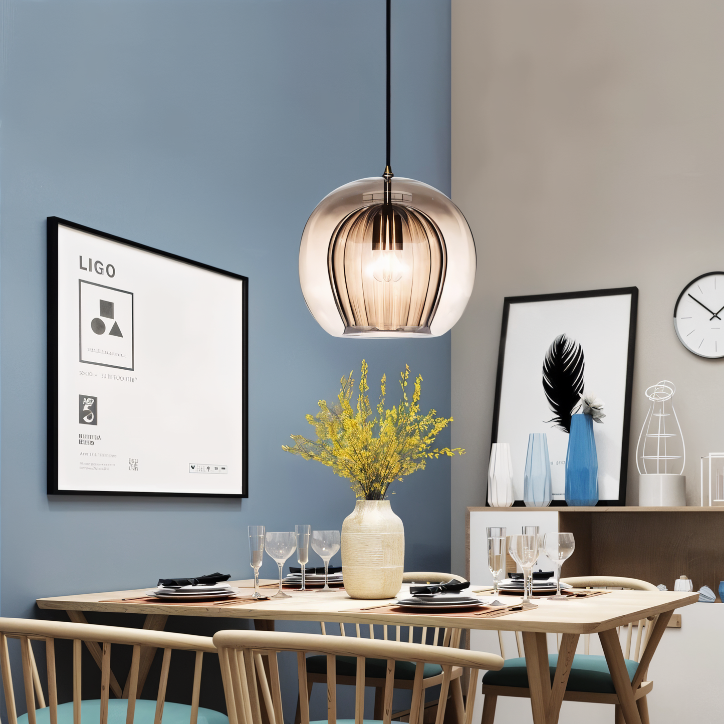 Clearluxe glaspendel - vintage pendellamper i stuen - kugleformet lampe