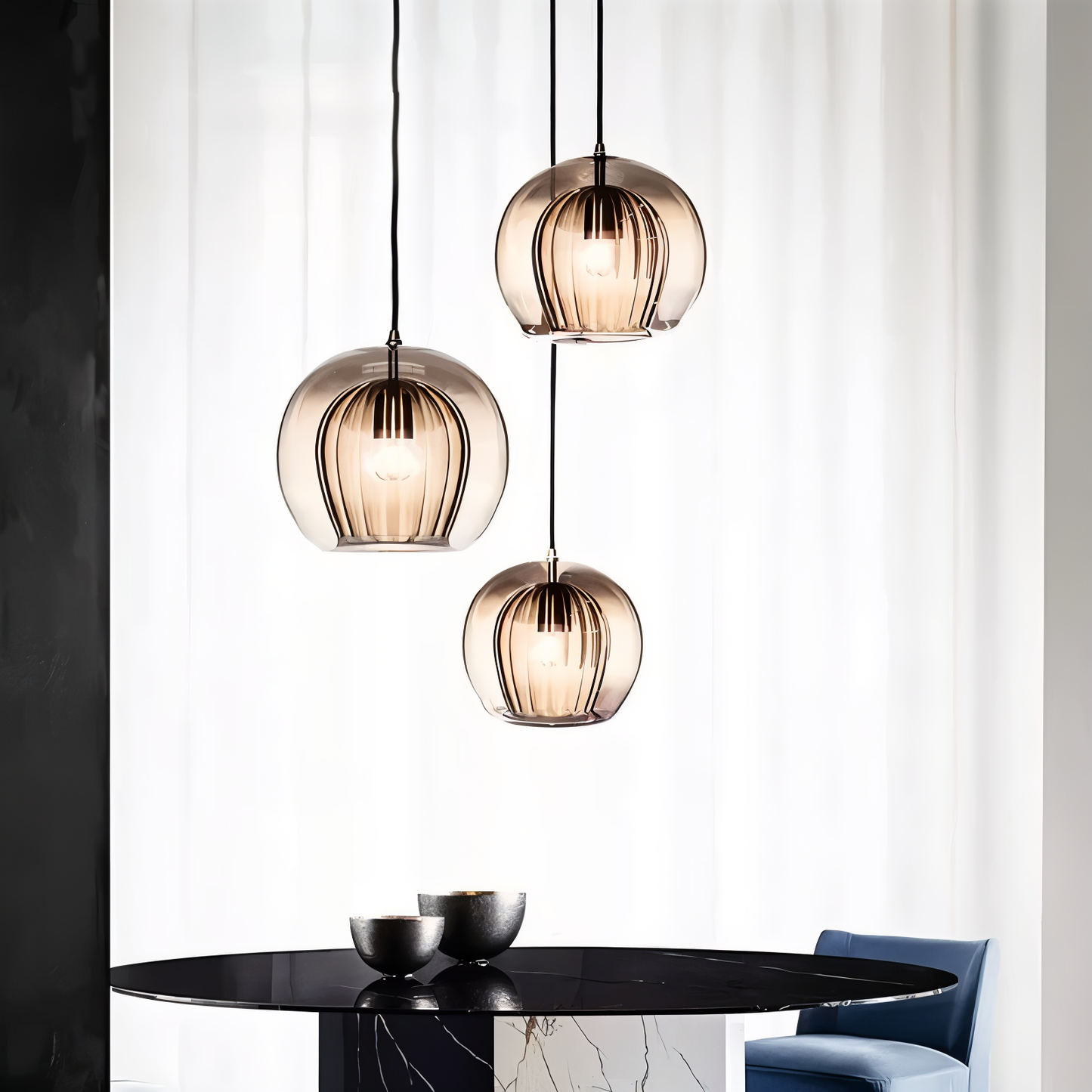 Clearluxe glaspendel - vintage pendellamper i stuen - kugleformet lampe