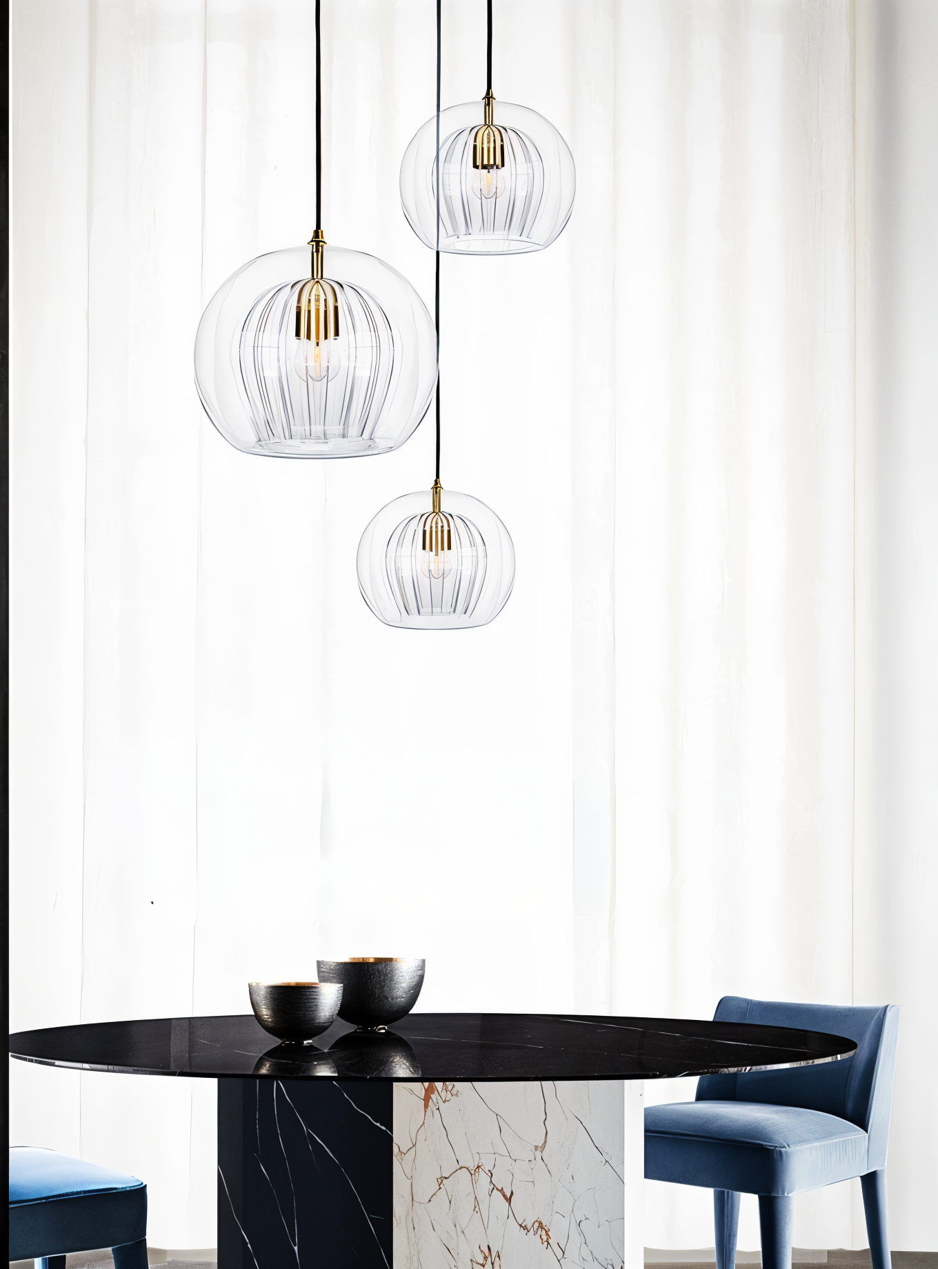 Clearluxe glaspendel - vintage pendellamper i stuen - kugleformet lampe